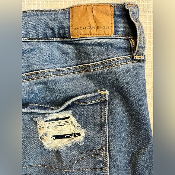 American Eagle Next Level Stretch Hi-Rise Jegging Distressed Blue Jeans 18 Short - Picture 13 of 16